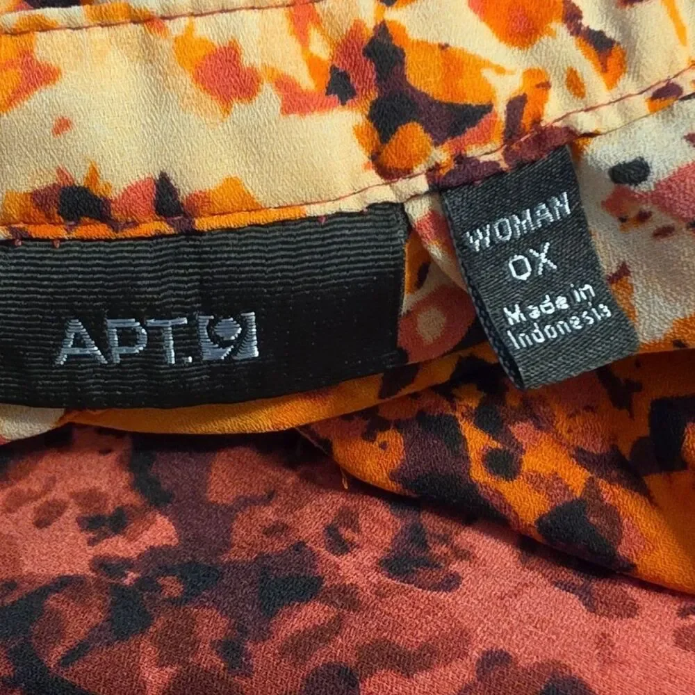 Apt. 9 Wmns 0X Pink Orange Purple Abstract Sleeveless Blouse Top Career Casual
